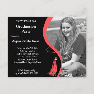 Ruby Red Abschluss Horizontales Foto Einladung