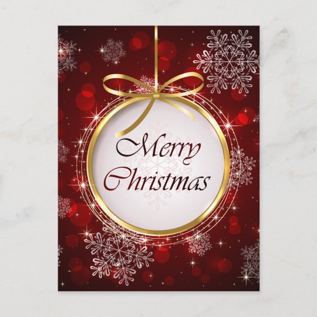 Ruby Red and Gold Ornament Chritsmas Postkarte (Vorderseite)