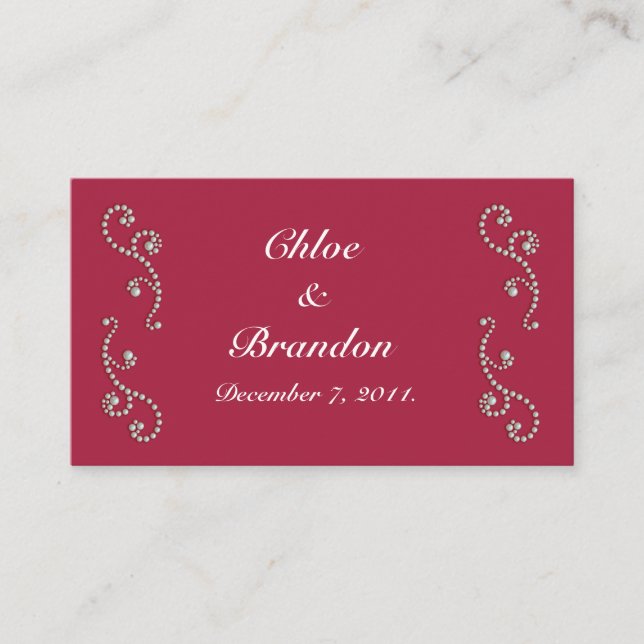 Ruby Red and Pearls Wedls Website Card Begleitkarte (Vorderseite)