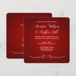 Ruby Red and White Minimalistisch Wedding Einladun Einladung