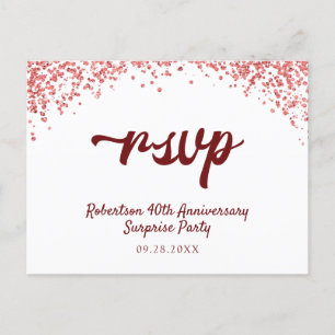 Ruby Red Anniversary Confetti UAWG Einladungspostkarte