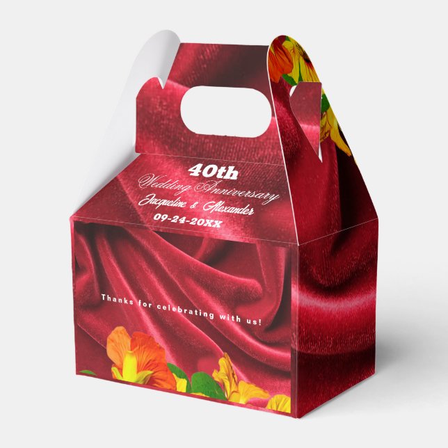 Ruby Red Anniversary Draped Red Velvet Nasturtium Geschenkschachtel (Vorderseite)