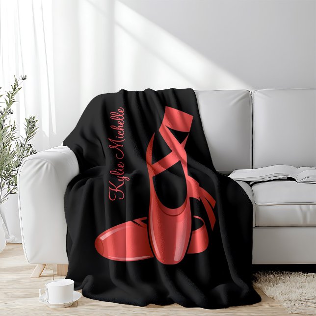 Ruby Red Ballet Slippers w Name Dance Fleecedecke (Von Creator hochgeladen)