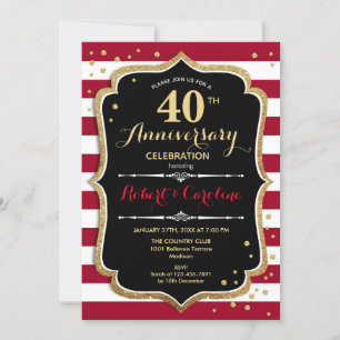 Ruby Red Black Gold 40. Jubiläum Einladung