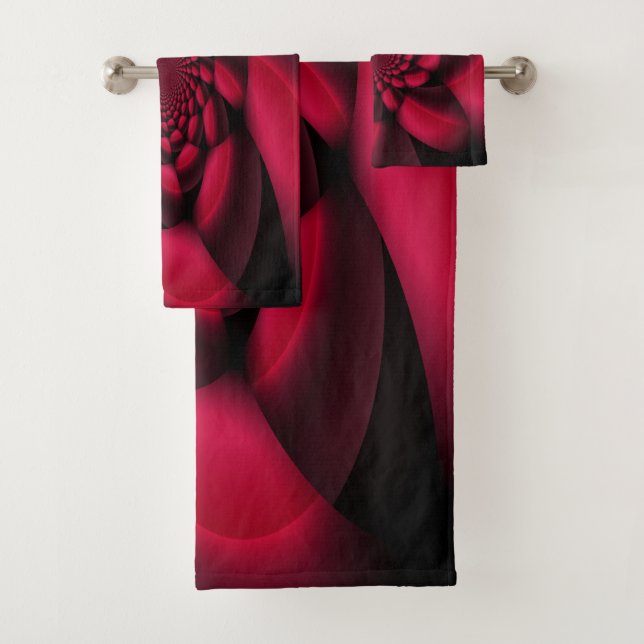Ruby Red Black Petal Badhandtuch Set (Insitu)