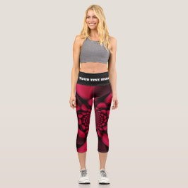 Ruby Red Black Petal Capri Leggings