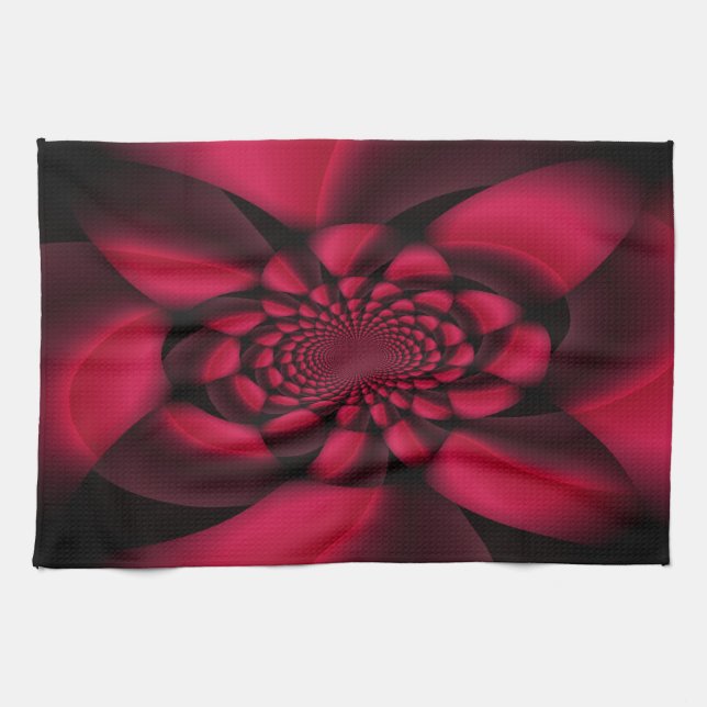 Ruby Red Black Petal Geschirrtuch (Horizontal)