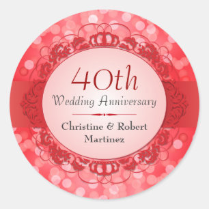 Ruby Red Bokeh Sticker zum 40. Jahrestag