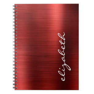 Ruby Red Brushed Metal Signature Script Notizblock
