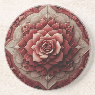 Ruby Red Elegance 3D Sandstone Untersetzer
