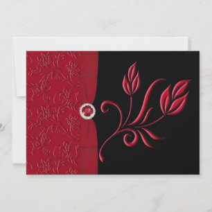 Ruby Red, Faire-part de mariage Floral noir