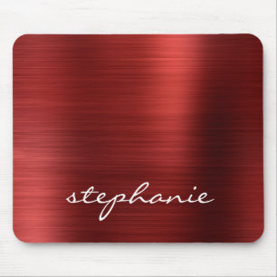 Ruby Red Falsche Gebürstete Metall Personalisierte Mousepad