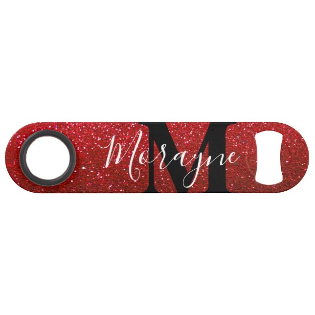 Ruby Red Faux Parties scintillant Noir Blanc Monog (Dos Horizontal)