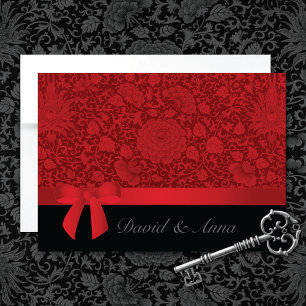 Ruby Red Floral Brocade Wedding Einladung