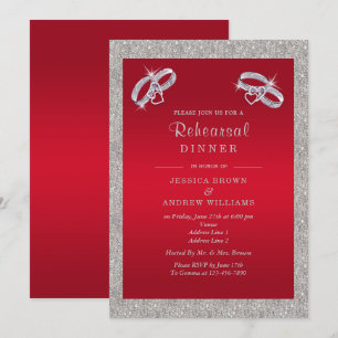 Ruby Red, Funkelnd Silver Rings Probe Dinner Einladung