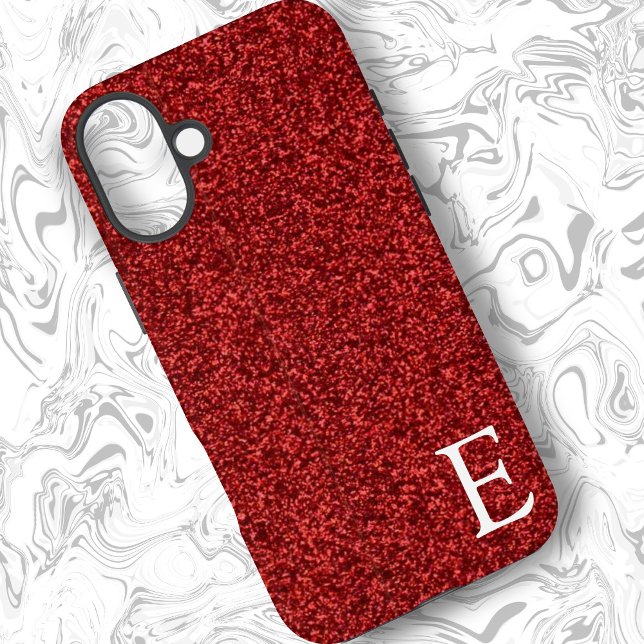 Ruby Red Girly Printed Glitzer Stilvoll und Niedli iPhone 16 Plus Hülle (Von Creator hochgeladen)