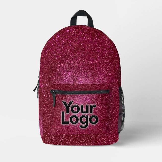 Ruby Red Glam Funkelnd Glitzer Berufliches Logo Bedruckter Rucksack (Vorderseite)