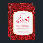 Ruby Red Glitzer Sweet 16 Einladungen<br><div class="desc">Ruby Red Glitzer Sweet 16 Einladungen. Diese Einladungen sind mit rotem Glitzer und einem edlen goldfarbenen Hintergrund gestaltet. Diese für Teenager ganz besondere Einladung aus dem goldenen Funkeln 16 . Geburtstag wird eine fantastische Einführung in Ihren besonderen Tag sein. Weitere koordinierende 16 Party-Lieferungen erhalten Sie im Metro-Events Zazzle Shop und...</div>