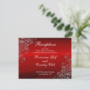 Ruby Red Gray Wirbel Hochzeitsempfang Einladung