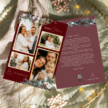 Ruby Red Greenery Vintag Four Foto Collage Folien Feiertagskarte<br><div class="desc">Willkommen in unserem bezaubernden Ruby Red Greenery Vintag Four Foto Collage Foil Holiday Card Design, wo Vintager Charme und moderne Eleganz aufeinander treffen. Dieses Design besticht durch eine faszinierende Aquarellenpflanze und eine subtil elegante Kalligraphie mit einfacher Typografie, die das Wesen traditioneller Gemütlichkeit und rustikaler Hütte einnimmt. Mit einer Touch von...</div>