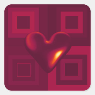 Ruby Red Heart Design Quadratischer Aufkleber