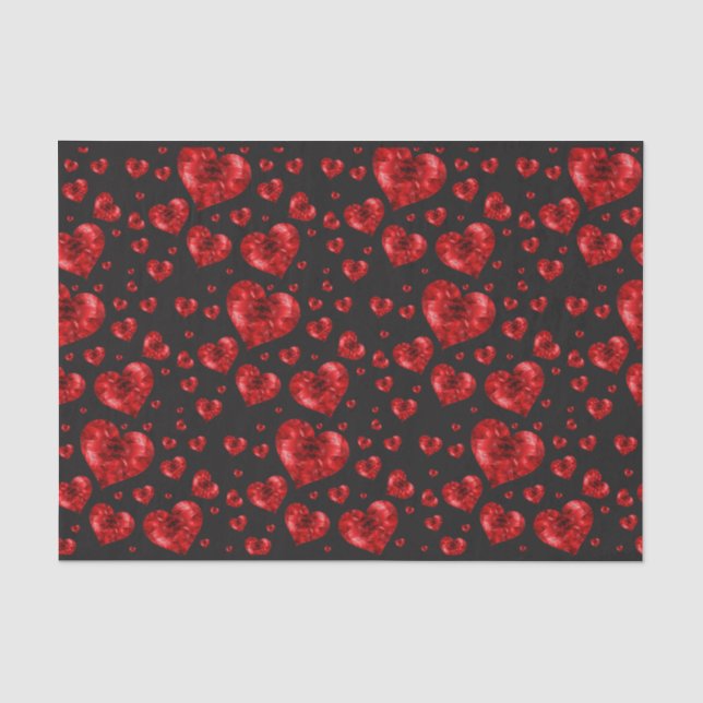 Ruby Red Heart Gems Seidenpapier (Vorderseite)