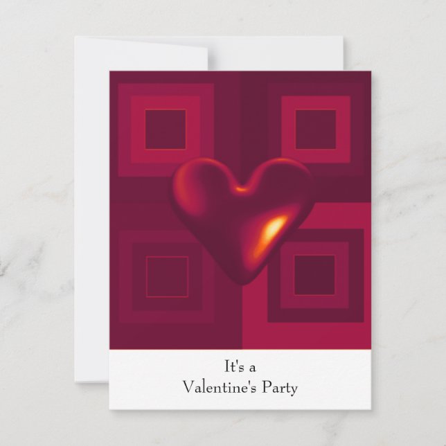 Ruby Red Heart Valentines Party Invitation (Devant)