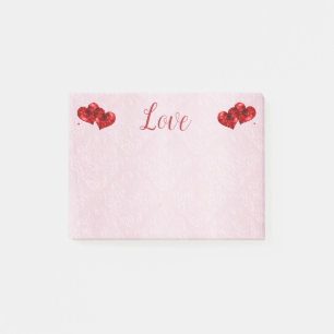 Ruby Red Hearts et Love Post-It Notes