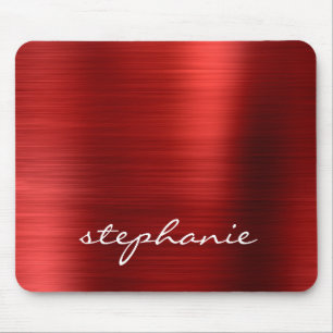 Ruby Red Imitats Brushed Metal Personalisiert Mousepad