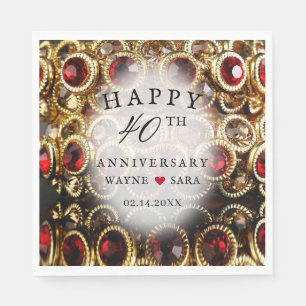 Ruby Red Jeweled 40. Hochzeitstag Serviette