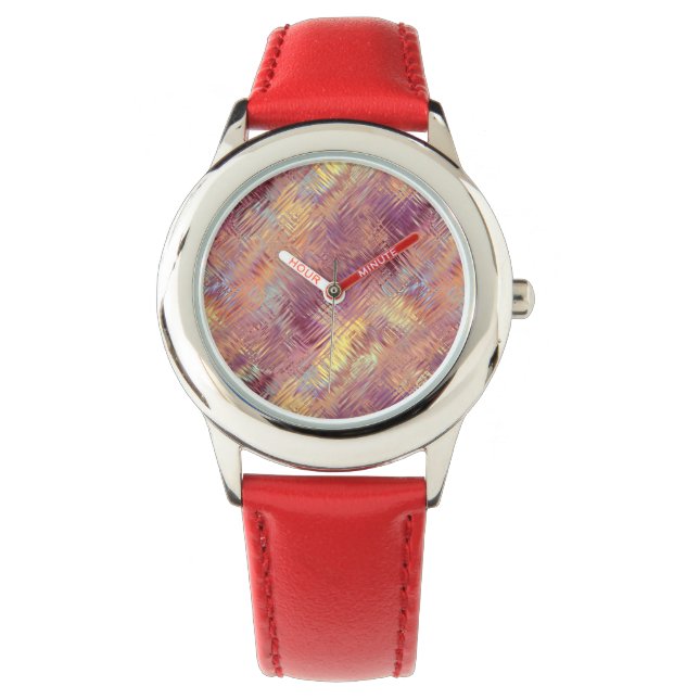 Ruby Red Liquid Pattern Armbanduhr (Vorderseite)