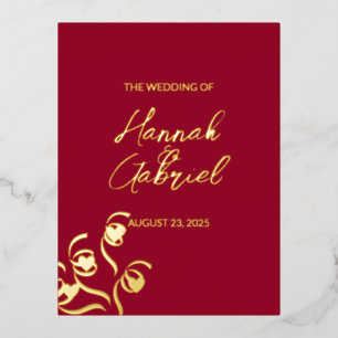 Ruby Red Mariage Foil Invitation Carte postale