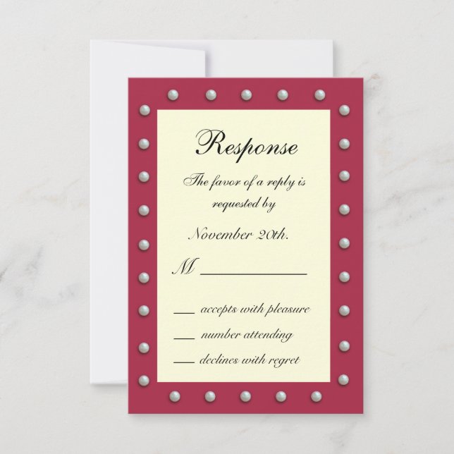 Ruby Red, Off White und Pearls UAWG RSVP Karte (Vorderseite)