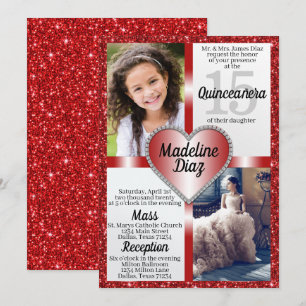 Ruby Red Quinceañera Einladung 15 Cumpleaños