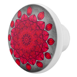 Ruby Red Rosette über Gray Stone Keramikknauf