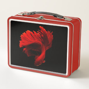 Ruby Red Siamese Fighting Fish Metall Brotdose