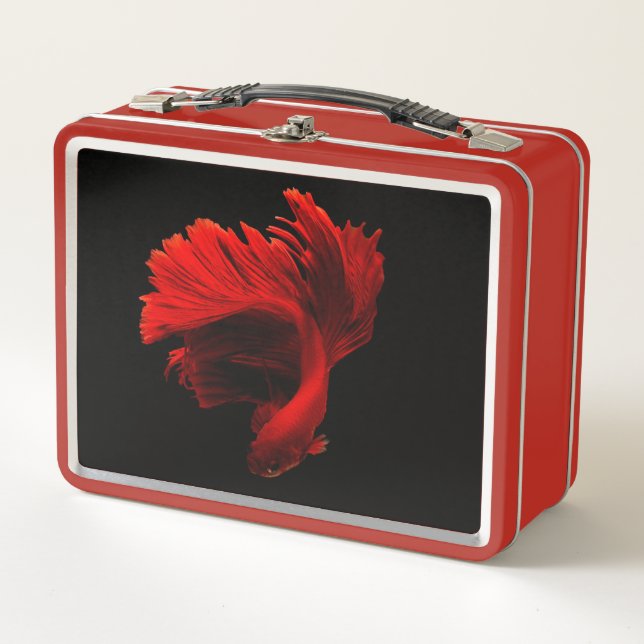 Ruby Red Siamese Fighting Fish Metall Brotdose (Vorderseite)