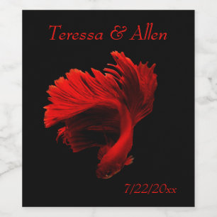 Ruby Red Siamese Fighting Fish Weinetikett