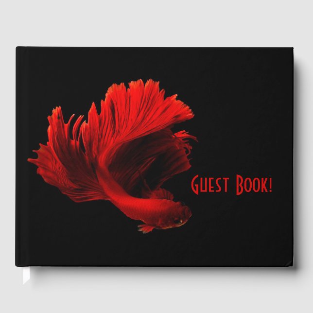 Ruby Red Siamese Kämpfen Fisch Benutzerdefinierter Gästebuch (Vorderseite)