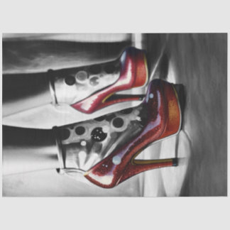 Ruby Red Slippers Monochromatisches Decoupage Papi Seidenpapier