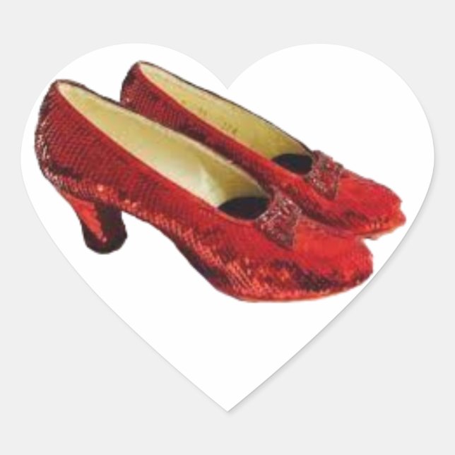 Ruby Red Slippers Wizard Oz Wicked Stickers! Herz-Aufkleber (Vorderseite)