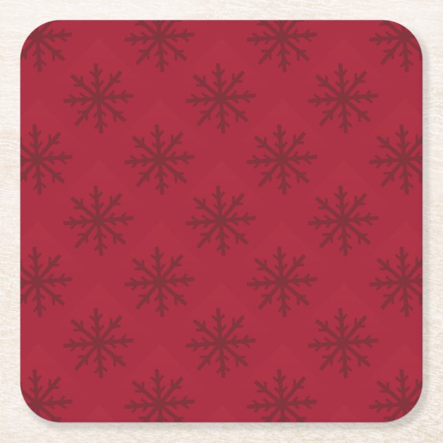 Ruby Red Snowflake Pattern Rechteckiger Pappuntersetzer (Vorderseite)