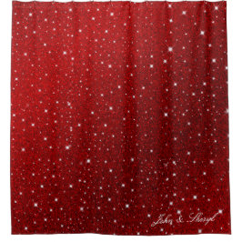 Ruby Red Sparkle & Stars Glam Duschvorhang