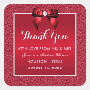 Ruby Red & Stylish Gem Wedding Quadratischer Aufkleber