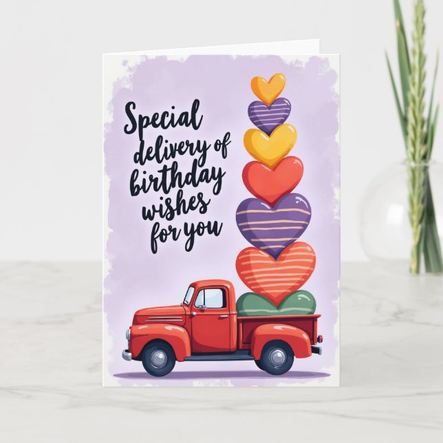 Ruby Red Truck Geburtstagskarte Karte (Vorderseite)