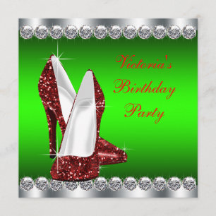 Ruby Red und Green Christmas Birthday Party Einladung