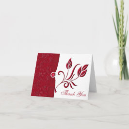 Ruby Red und White Floral Danke, Card Dankeskarte
