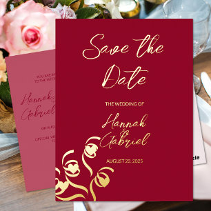 Ruby Red Wedding Foil Einladung Postcard