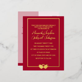 Ruby Red Wedding Foil Einladung UAWG Postcard