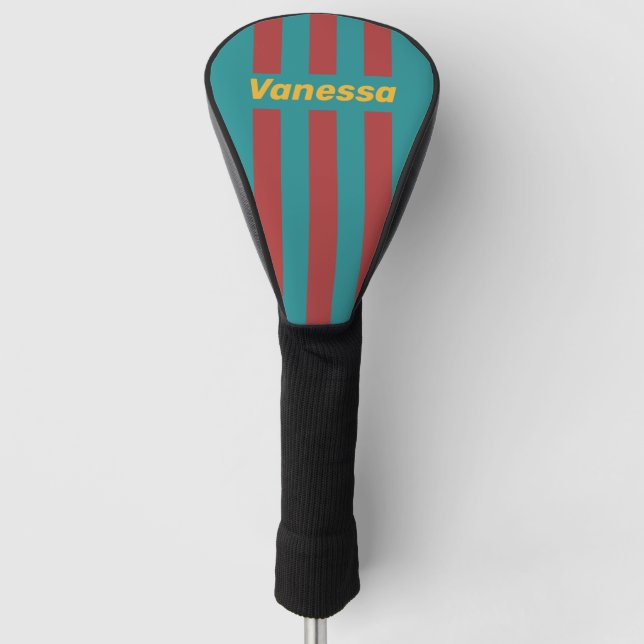 Ruby Reef Pin Streifen mit Namen Golf Headcover (Vorderseite)